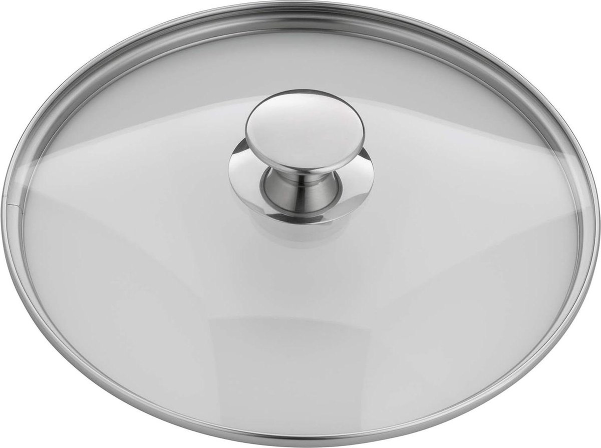 Glazen deksel 20 cm - hittebestendig glas - vaatwasmachinebestendig met metalen knop
