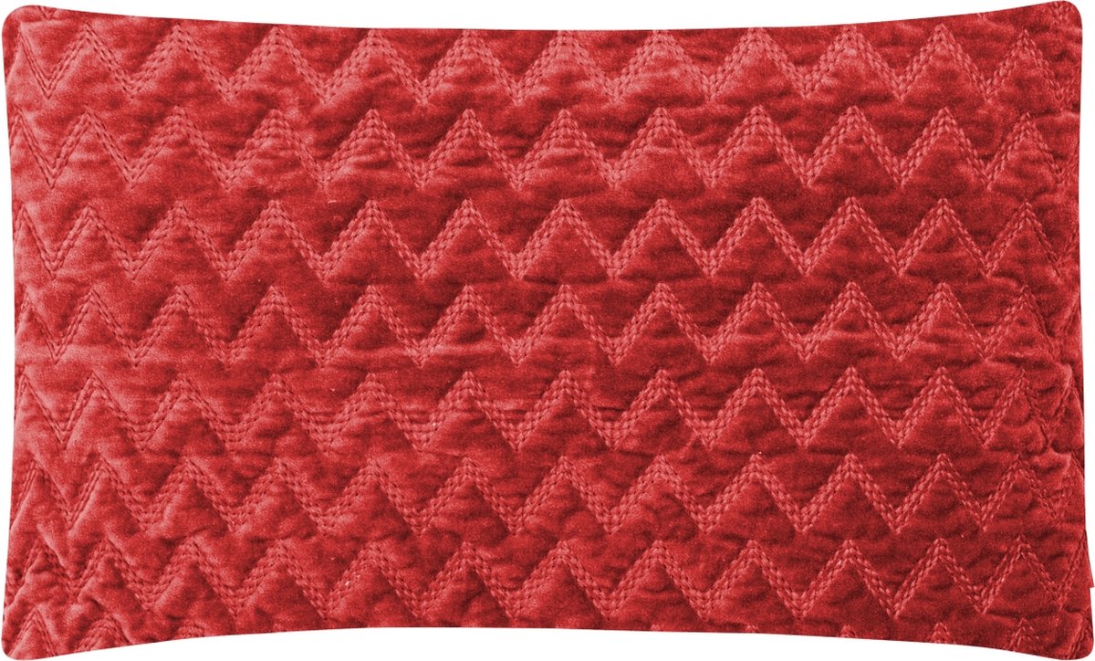 Linen & More Zigzag Velvet Rood Kussen -30 X 50