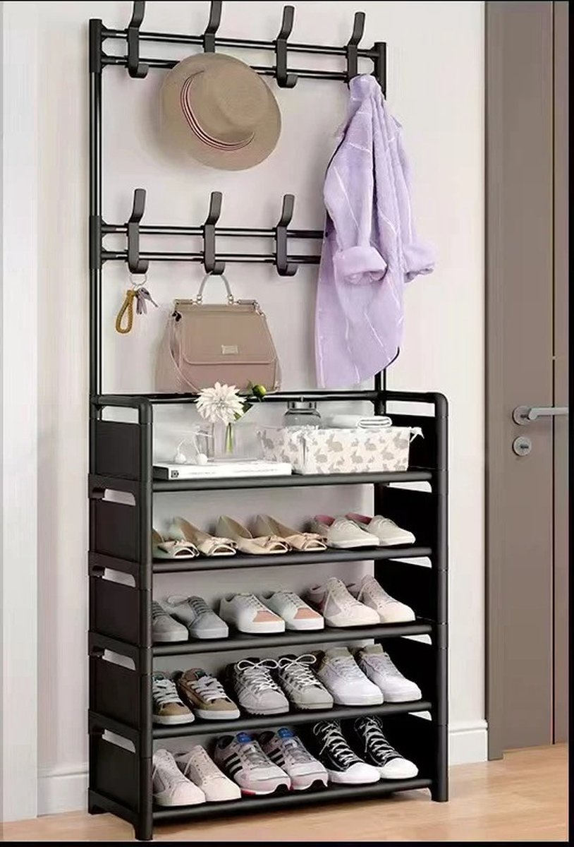 T&L Store® Schoenenrek - Schoenenkast - Schoenenrek Zwart - 60x26x152 cm - 5 Laags - Zwart