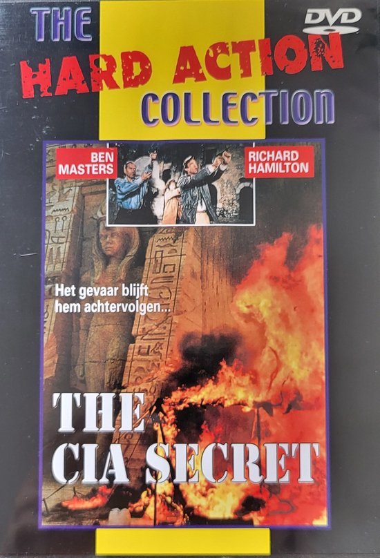 DVD cover met de titel 'The Hard Action Collection'. Centraal staat een brandende piramide en de titel 'The CIA Secret'.