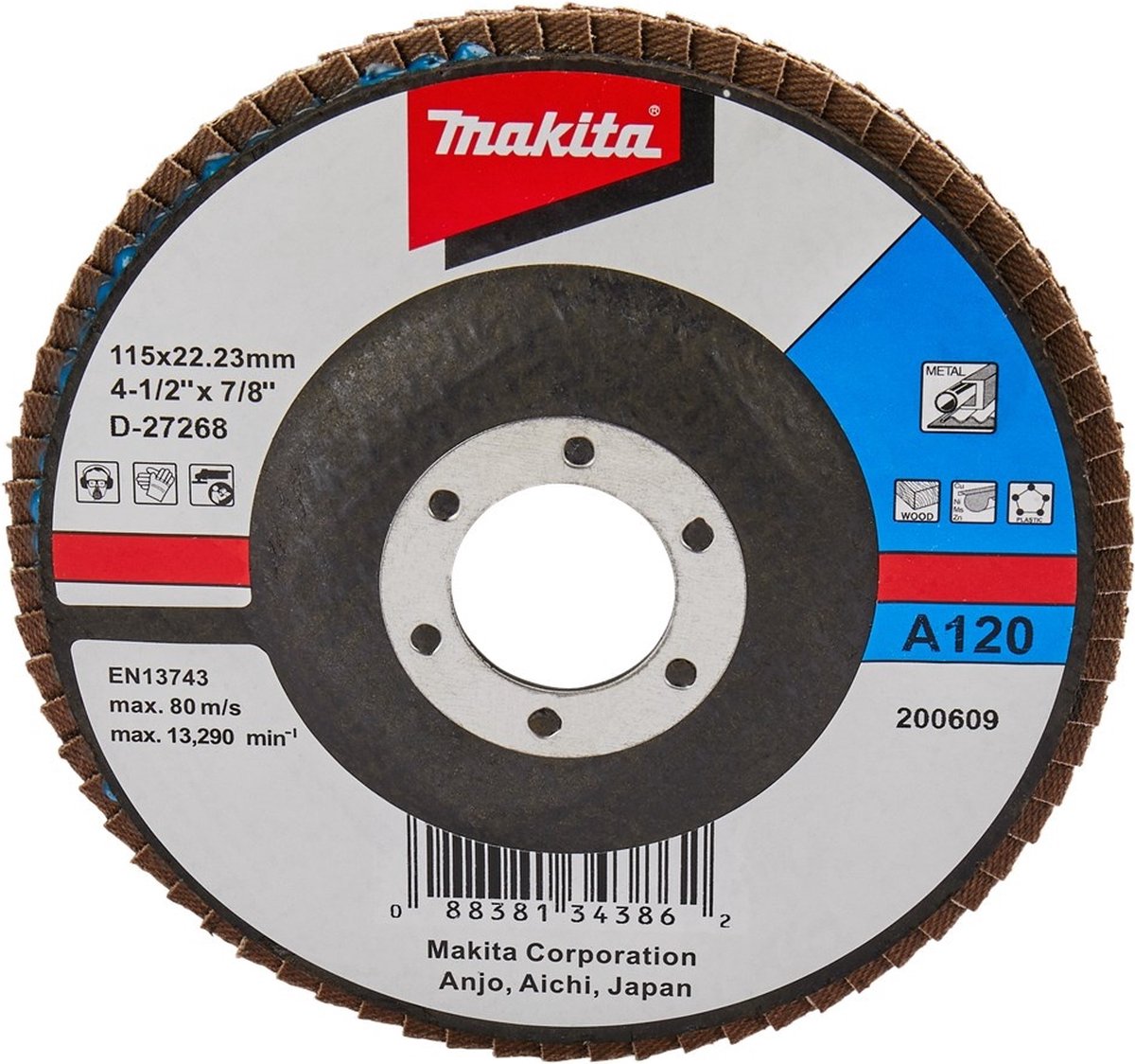 Makita D-27268 Lamellenschuurschijf A120 | 115mm