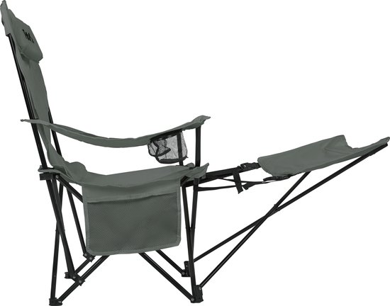 VirtuFit Opvouwbare Camping Stoel - Strandstoel - met voetsteun - Inclusief Draagtas - Geschikt voor Festivals, Campings & Stranden - Inclusief armsteunen - Eenvoudig Meenemen en Opzetten - Grijs van Merkloos — afbeelding 2