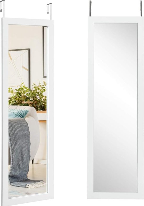 Misou Deurspiegel Wandspiegel Passpiegel Zwart 120x30cm Metaal Wanddecoratie Miroir Mural