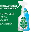 Dettol nettoyant tout usage antibactérien au parfum frais de lin. Élimine 99,9 % des bactéries.