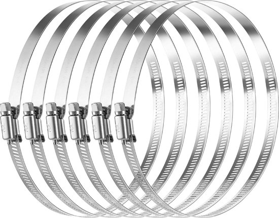 Allecto Plus - 6 Stuks Slangklemmen 21-38 mm - Roestvrijstaal - Verstelbaar Allecto Plus - 6 Stuks Slangklemmen 21-38 mm - Roestvrijstaal - Verstelbaar