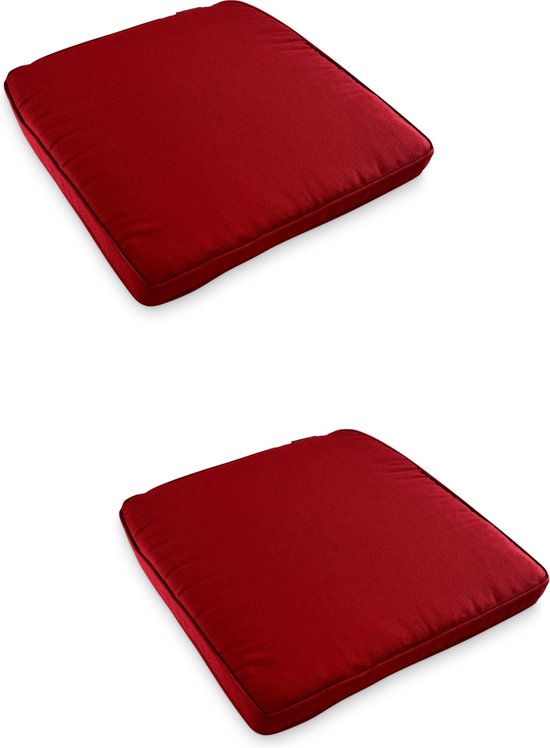 Madison - 2 pièces - coussin de siège universel - 48x50cm - coussins de chaise de jardin - Rib Red - coussin de remplacement - osier