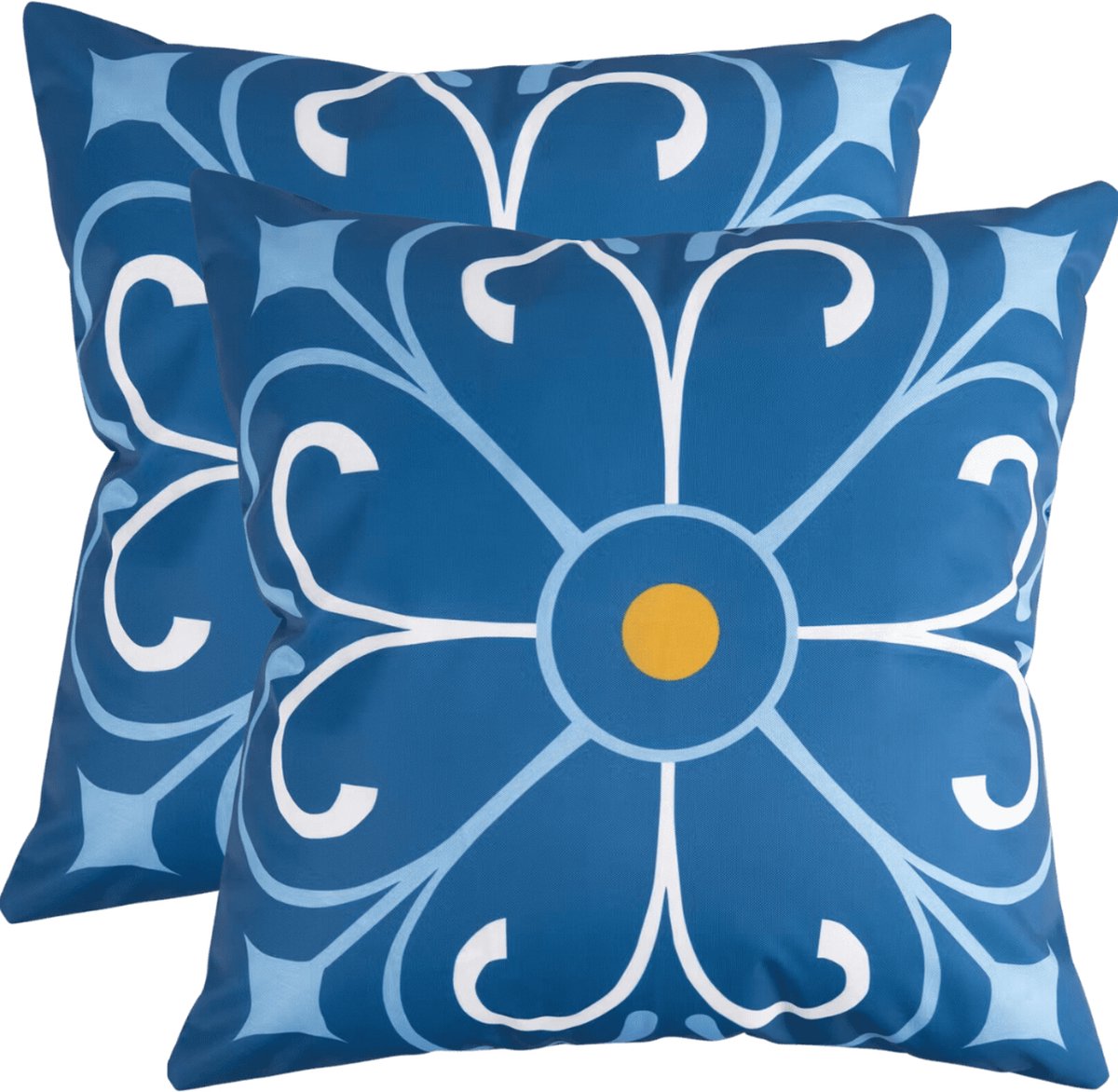 buitenkussen hoes 2stuks 45x45 blauw geel oranje wit design8
