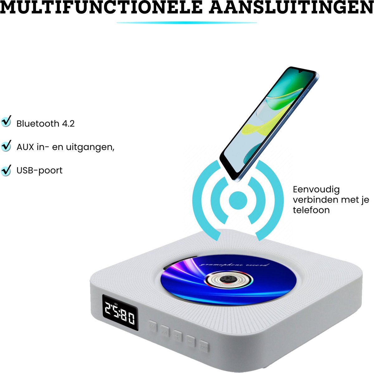 MECHEN Portable Bluetooth Desktop CD Player for Home, Remote Control, Anti-Skip, Built-in Speakers and LED Screen, Supports TF Card & AUX MECHEN Portable Bluetooth Desktop CD Player for Home, Remote Control, Anti-Skip, Built-in Speakers and LED Screen, Supports TF Card & AUX