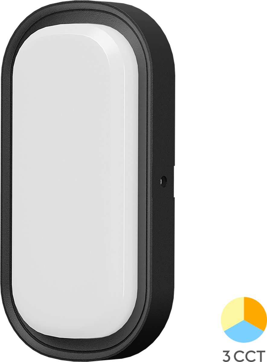 Bulkhead - LED Plafondlamp - Keuken / Badkamer / Woonkamer / Tuin - 18W - CCT Aanpasbare kleuren 3000K 4000K 6000K - Zwart - Opbouw - Ovaal - IP65