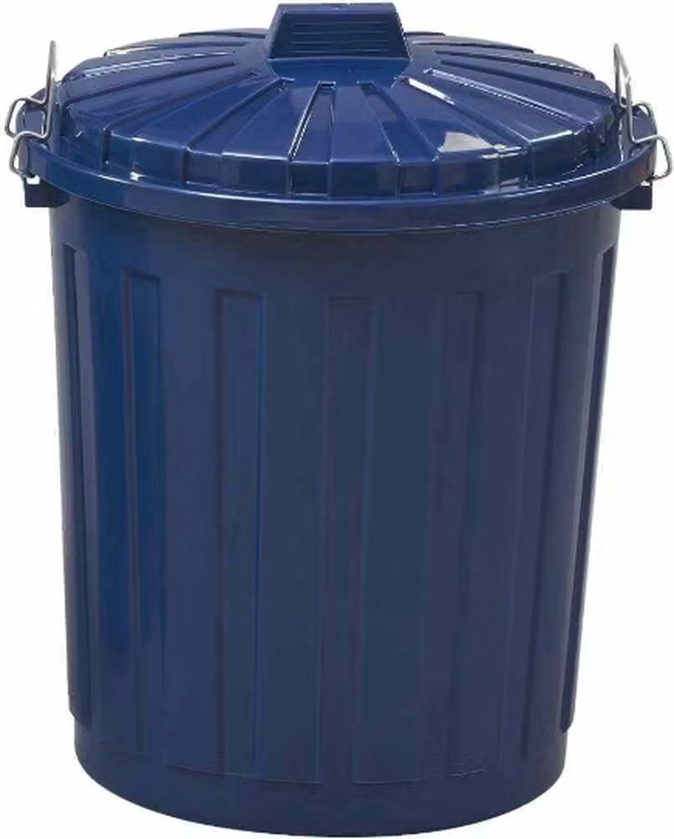 HL voederton 50 liter - voerton - blauw - kunststof - met deksel - Ø44x54 cm - rond