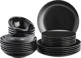 Lite-Body - Serviesset Hermes - 6 personen - 24 delig - Rond - zwart mat