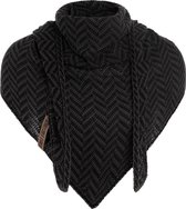 Knit Factory Vera Omslagdoek - Driehoek Sjaal Dames - Zomersjaal - Katoenen sjaal - Luchtige Sjaal voor de lente, zomer en herfst - Stola - Zwart/Antraciet - 190x65 cm