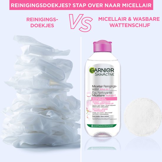 Garnier SkinActive Micellair Reinigingswater voor de Gevoelige Huid – Milde Gezichtsreiniging – Zachte Make-Up Remover - Reisformaat - 6 x 100ml