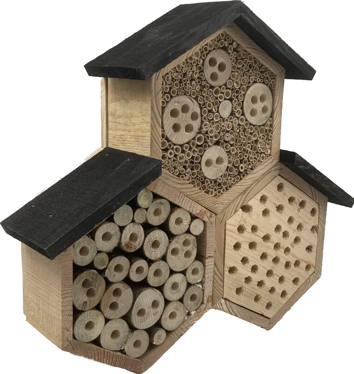 GARDEN SPIRIT Bijenhotel Hexagon - FSC Hout - Insectenhotel voor Bijen 37x37x9 cm