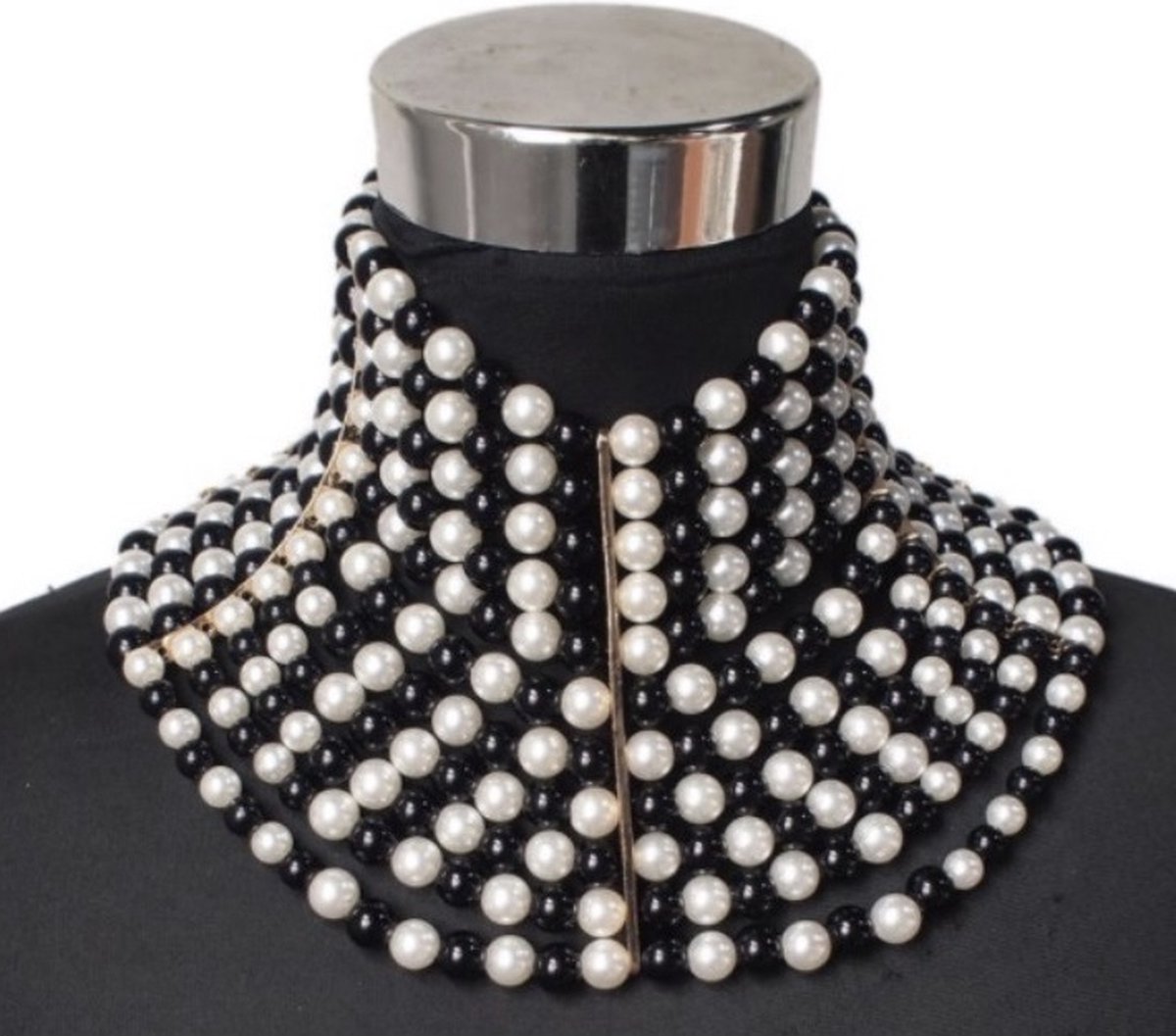 Statement ketting - choker - parelketting / kralenketting - zwart/wit - halsketting - collier - sexy - elegant - nekketting - sieraad - lichaamsdecoratie - parelketting