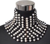 Statement ketting - choker - parelketting / kralenketting - zwart/wit - halsketting - collier - sexy - elegant - nekketting - sieraad - lichaamsdecoratie - parelketting
