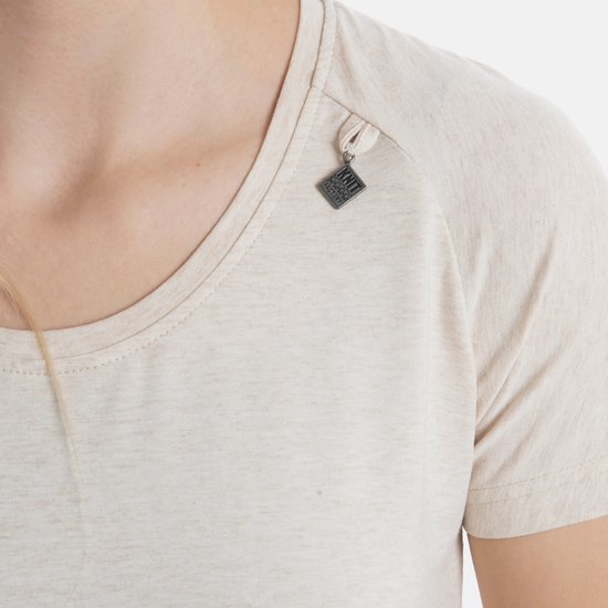 Knit Factory Lily Dress - Robe pour femme à col rond - Robe droite - Manches courtes - Robe pour le printemps et l'été - Beige - M