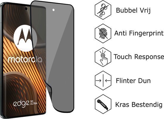 Coque + Film de protection d'écran privé pour Motorola Edge 50 Ultra - Privacy Foil - Coque Transparente