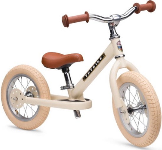 Trybike steel 3-in-1 Loopfiets, vintage mat creme driewieler