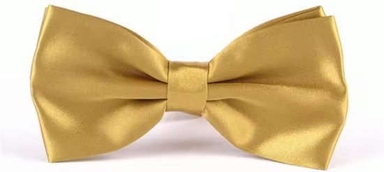 Gouden satijnen vlinderdas met een glanzende afwerking.