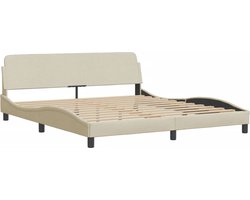 vidaXL - Bed - met - matras - "Dover" - stof - crèmekleurig - 160x200 - cm