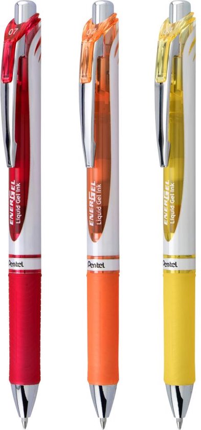 Pentel - EnerGel RTX Retractable Liquid Gel Pens 0.7mm 3 stuks - Happiness Expressions - BL77HAPBP3M