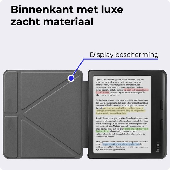 Hoesje Geschikt voor Kobo Libra Colour Hoesje Luxe Bescherm Case Trifold - Hoes Geschikt voor Kobo Libra Colour Hoes Book Cover - Galaxy van Hoesje  — afbeelding 4