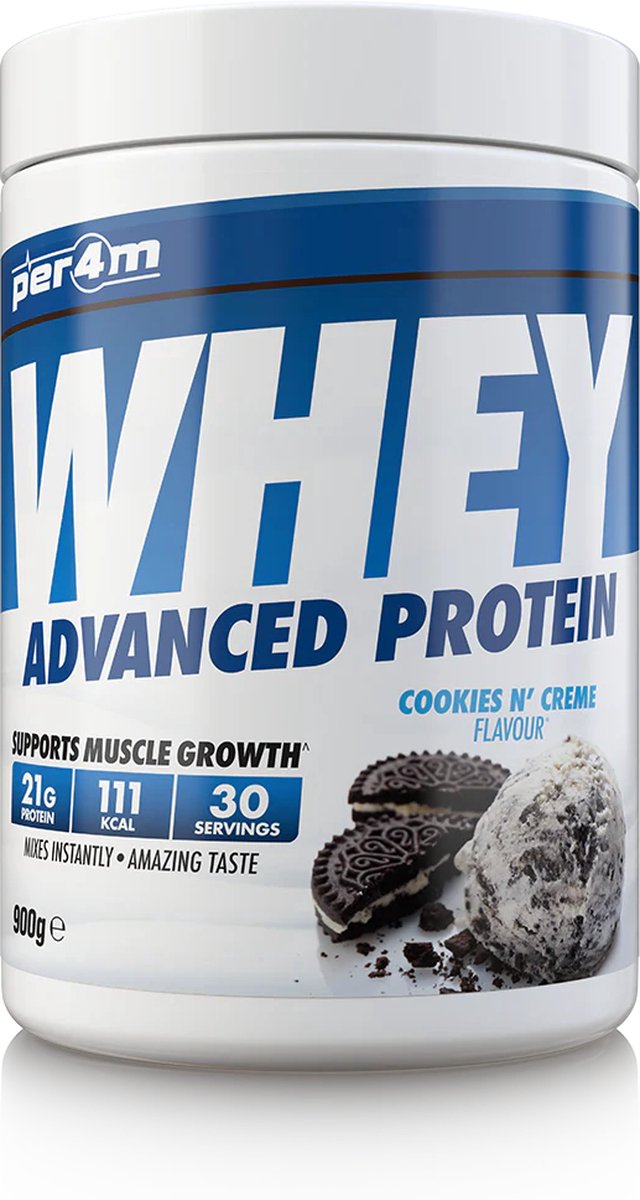 Goedkoopste Per4m - Advanced Whey Protein - Cookies & Cream - Proteine poeder - Eiwit shake - Eiwitpoeder - 900g - Whey Protein - Eiwitshakes - Whey Proteine - Protein - Proteine - Proteine Shake - Shake - Fitness - Krachttraining - Gym