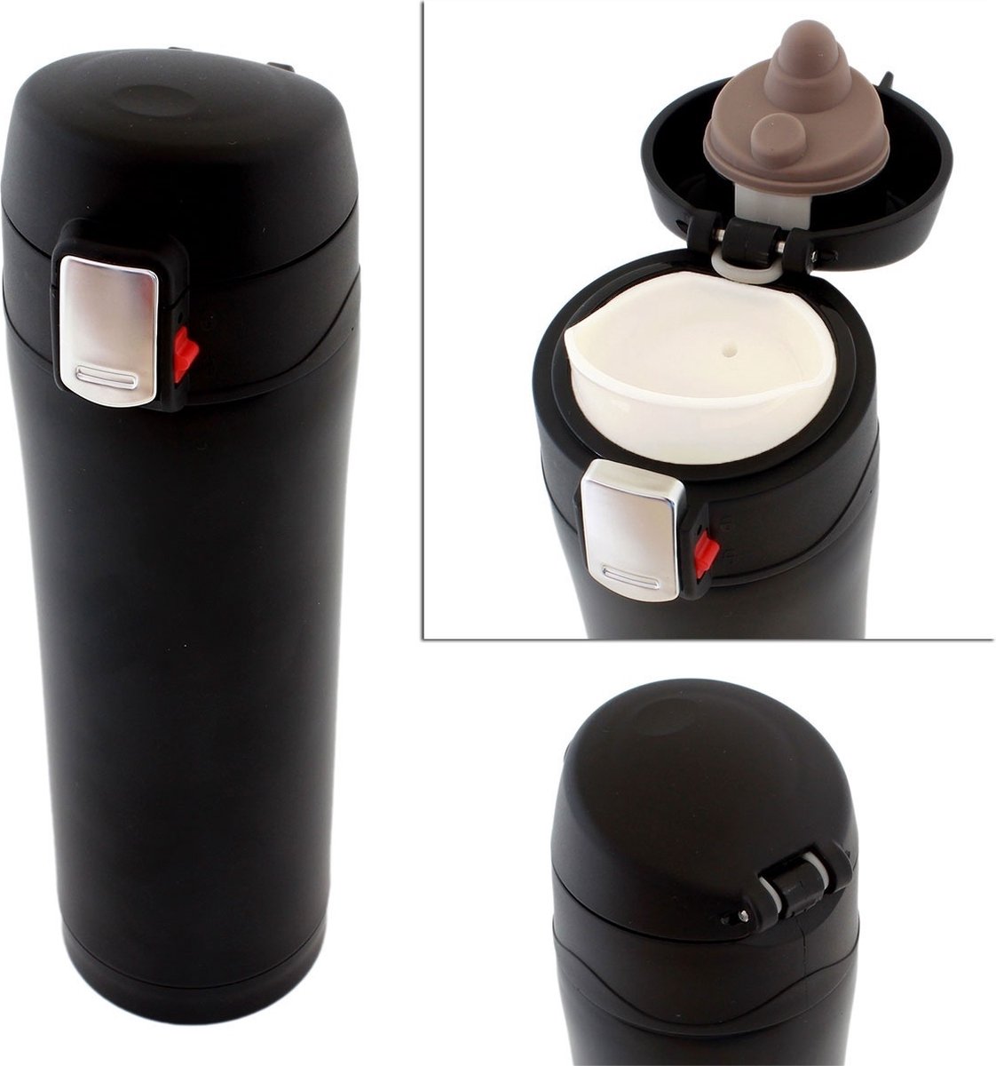 RVS Thermosbeker - 500 ml - Lekvrij - Zwart