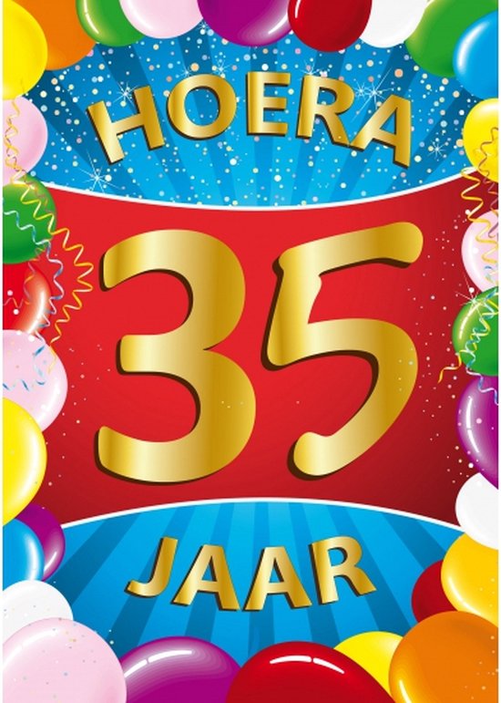 Foto: 35 jaar mega poster deurposter 59 x 84 cm verjaardag versiering