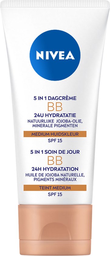 Foto: Nivea essentials 5 in 1 bb cr me medium spf 15 bb cream met jojoba olie gekleurde dagcr me hydrateert en camoufleert 50 ml