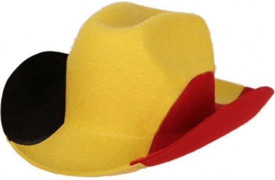 Faram party Cowboyhoed Belgie zwart geel rood - Landen vlag feestartikelen - Fans/supporters artikelen