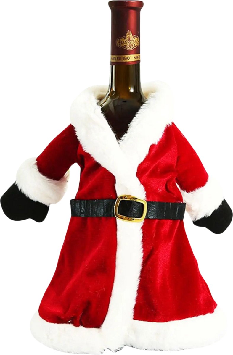 Stijlvolle rode wijntas met kerstthema en grappige kersttrui-print.