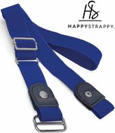 HappyStrappy. Originele Elastische Riem zonder Gesp - Gespvrije Riem - Elastische tailleriem voor Dames en Heren - Blauw