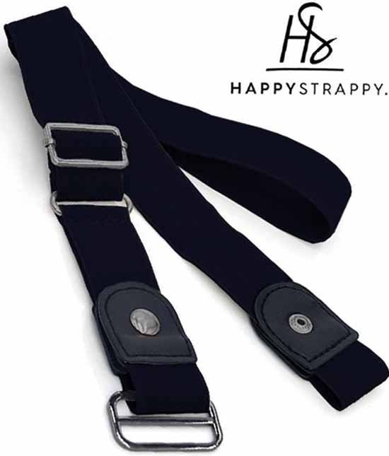 HappyStrappy. Originele Elastische Riem zonder Gesp - Gespvrije Riem - Elastische tailleriem voor Dames en Heren - Zwart