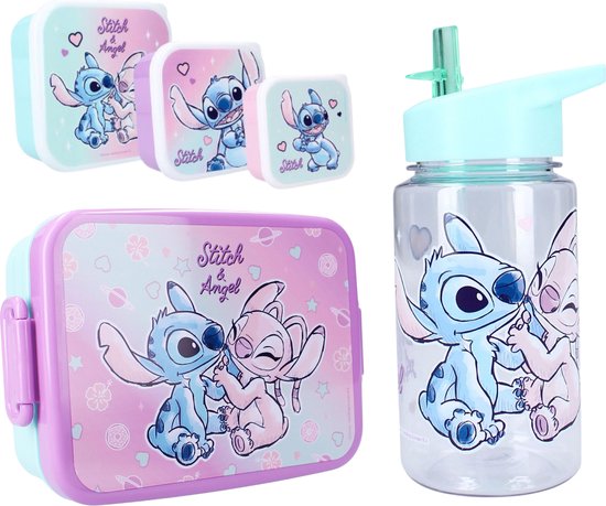 Ensemble déjeuner Lilo & Stitch ; Bouteille, boîte à lunch et boîte à collation 3 en 1