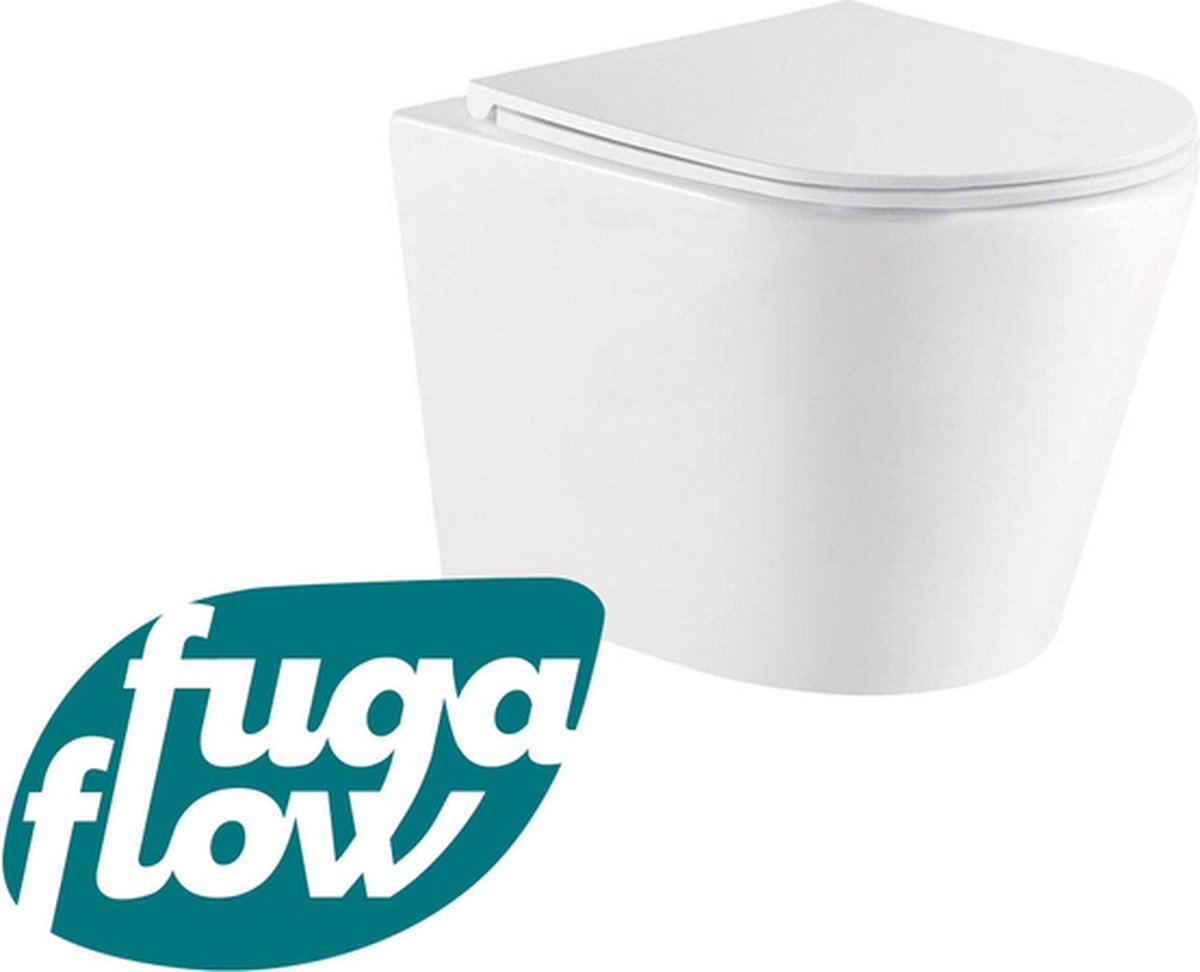 FugaFlow Lamas hangtoilet – Toiletpot – Inclusief zitting – Wit Glans