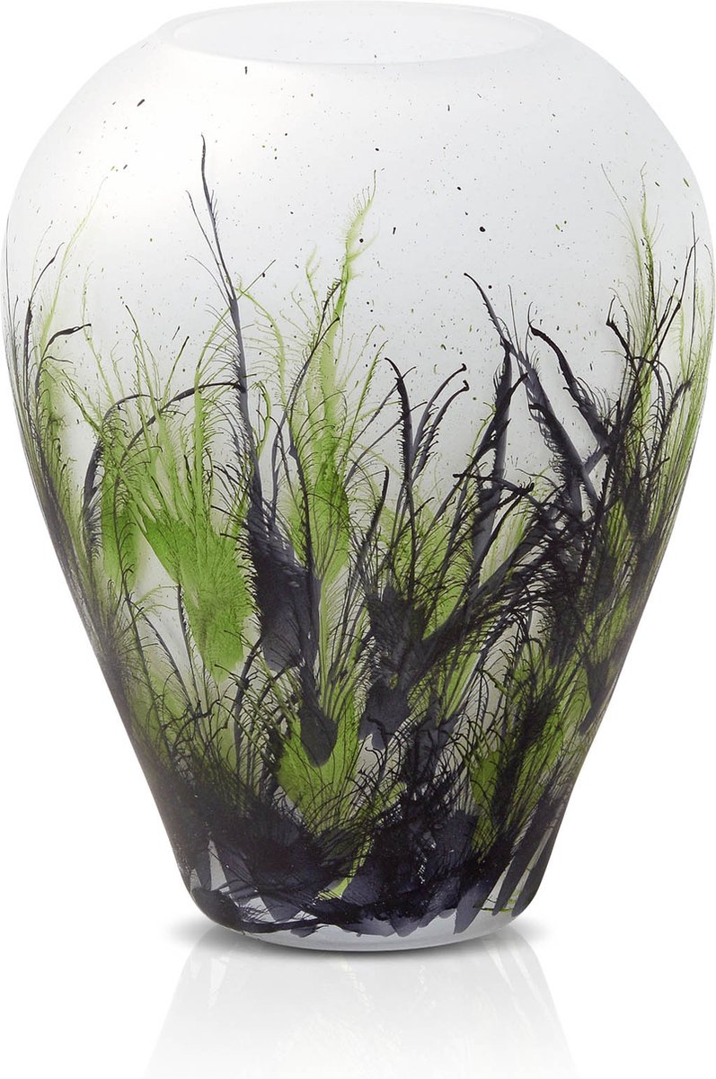 Terroso - Geblazen Vaas Nature, Glas Marmer, Hand Geschilderd, Hoogte 27 cm