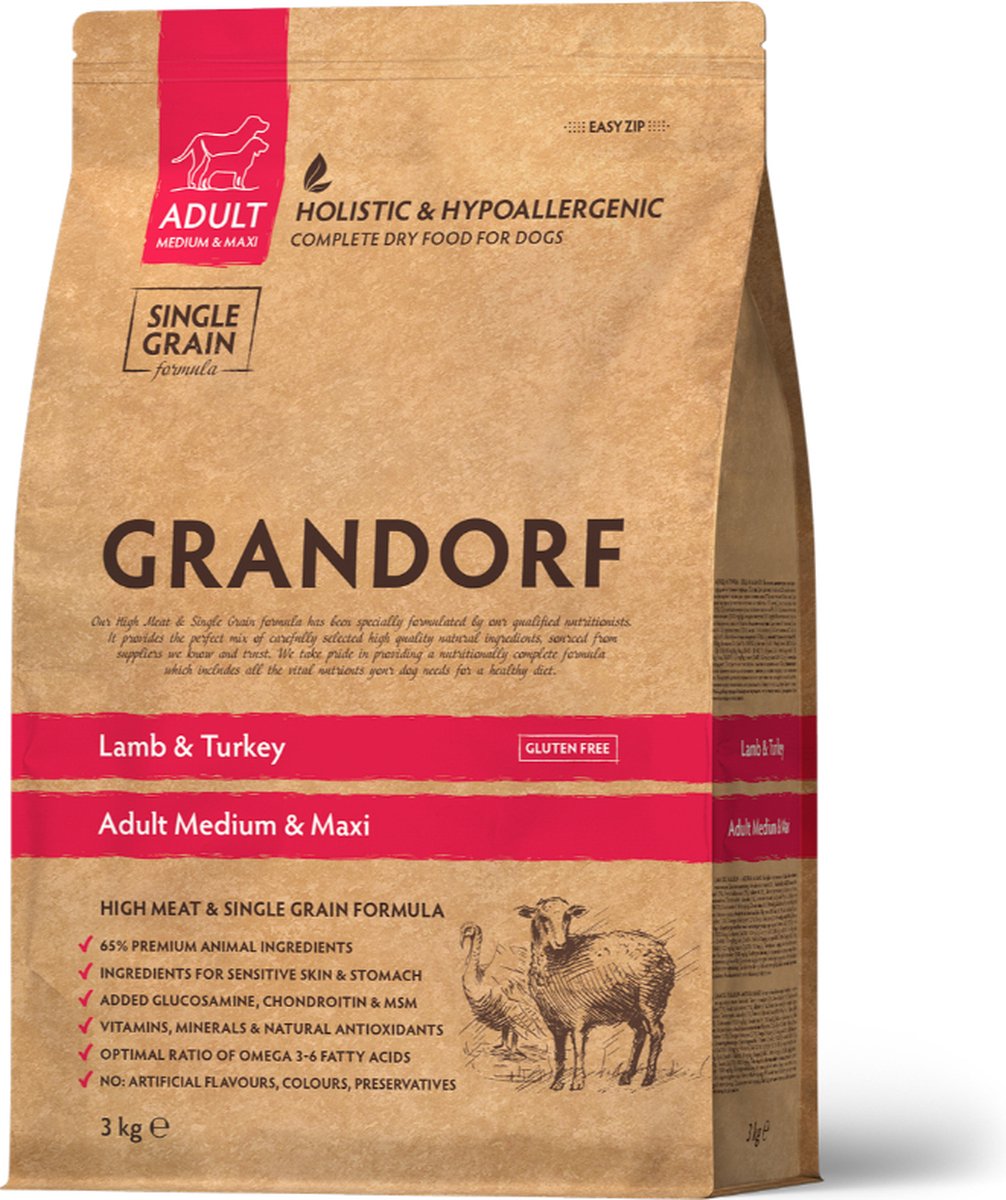 Grandorf Hond Lam&Kalkoen Adult Med&Maxi 3Kg