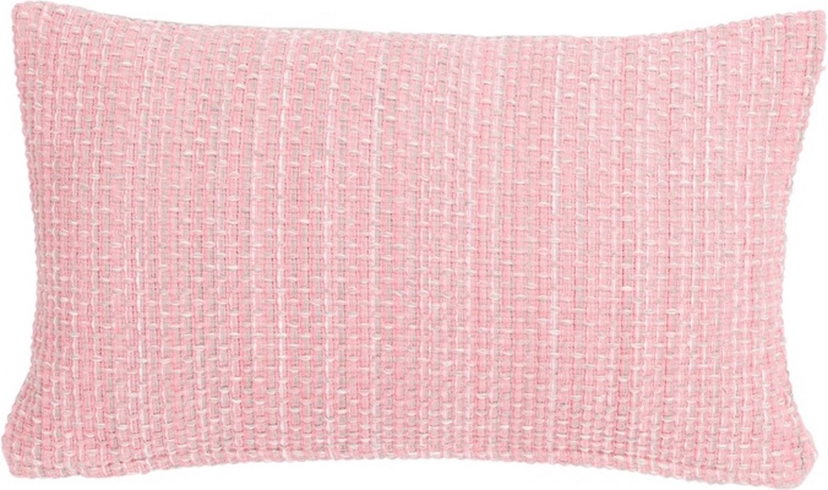 Linen & More Basket Weave Rose Roze Kussen | 30 X 50 | Sierkussen Voor Woonkamer Of Slaapkamer