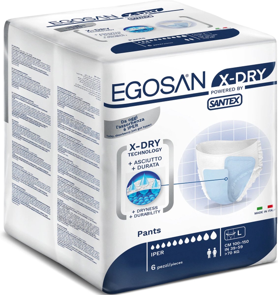 Goedkoopste Egosan Pants X-Dry Large - 6 pakken van 6 stuks