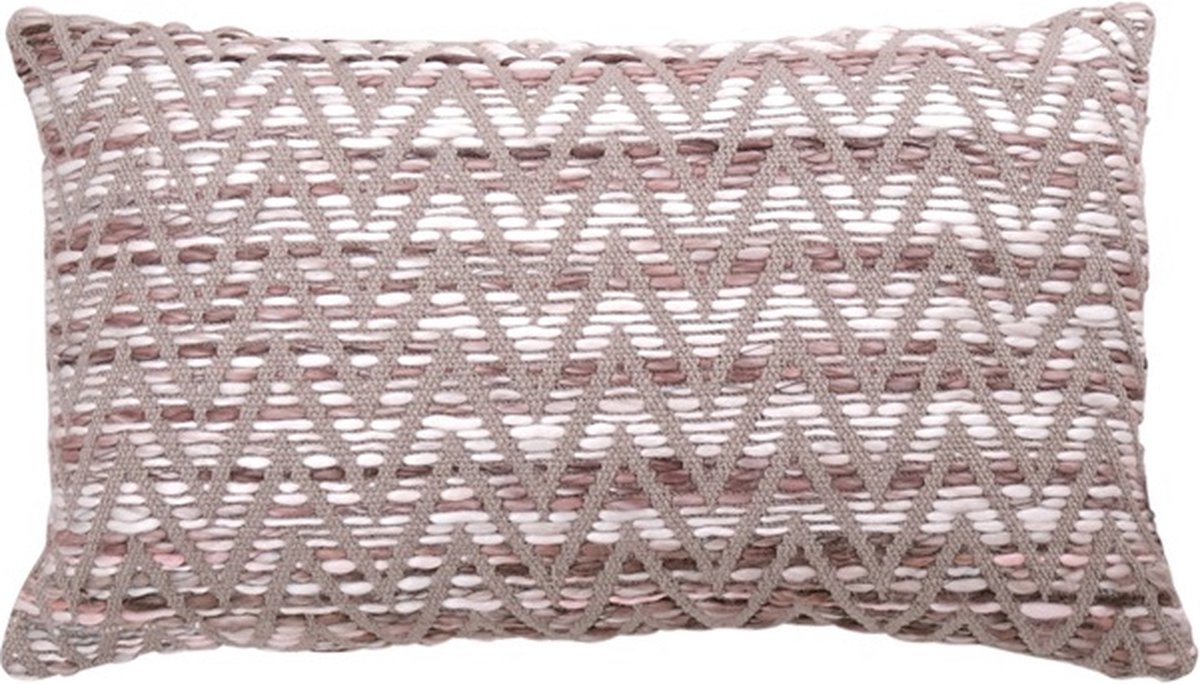 Linen & More Tye And Dye Acrylic Zigzag Sof Kussen | 30 X 50 | Sierkussen Voor Woonkamer Of Slaapkamer Grijs