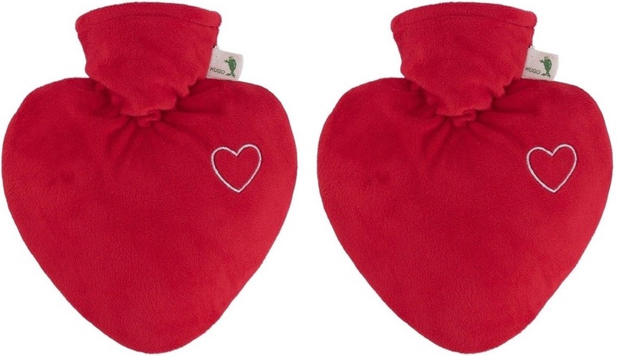 Goedkoopste Warm water kruik Rood hartjes vorm - 2x - 1000 ml - kunststof - Valentijnsdag - Liefde thema - cadeau geliefde