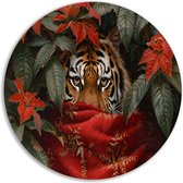 Cercles muraux Tigre - Peinture animalière ronde - Échelle murale Feuilles - Décoration murale moderne - Peinture Forex - Accessoires de maison cercle mural forex 40x40 cm