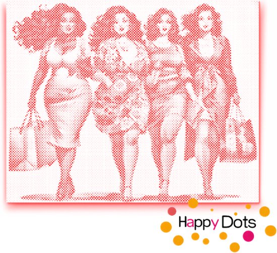 HappyDots DOT Painting Fat Ladies 06 - Shopping 40x50cm - Dot Painting Rouge