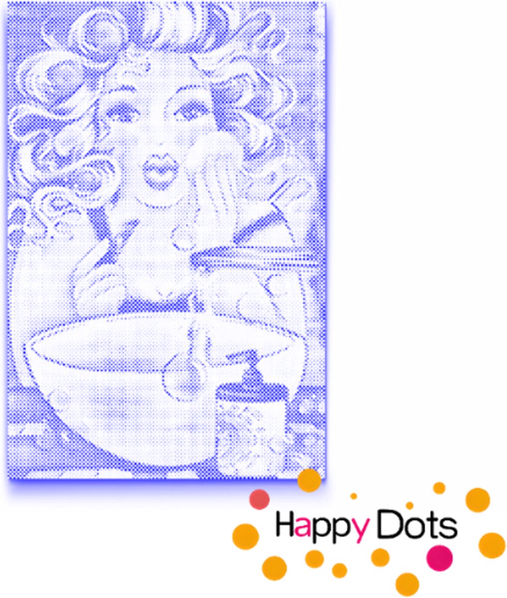 HappyDots DOT Painting Dikke Dames 09 - Make-up 40x60cm - Stippelschilderij Blauw