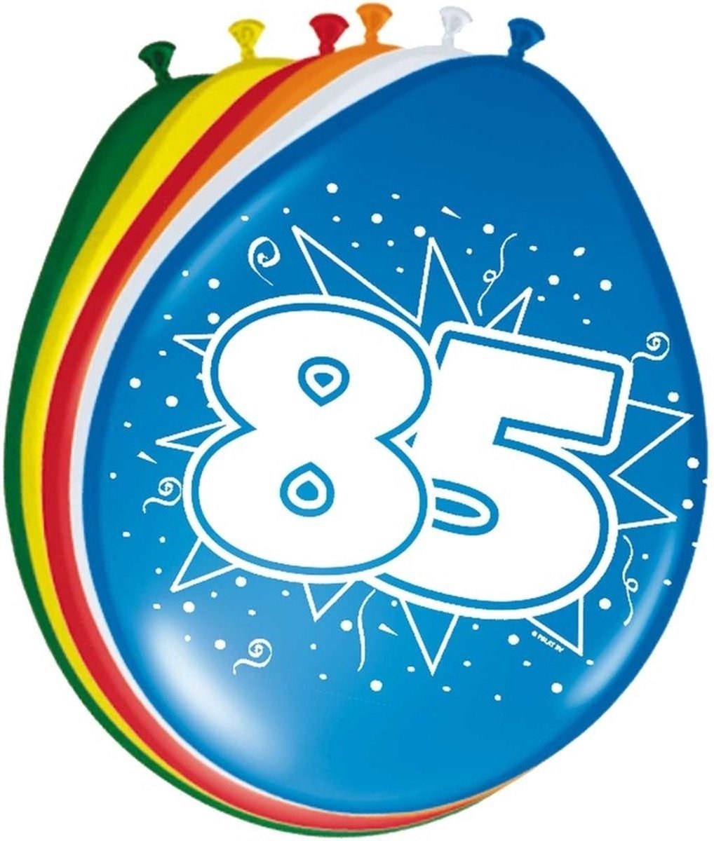 85 jaar verjaardag leeftijd ballonnen - 24x stuks - mix kleuren - feestartikelen/versiering