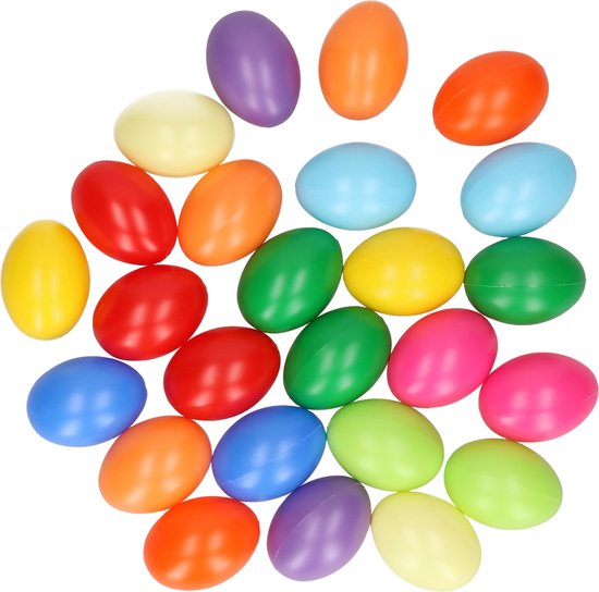 Bellatio Decorations Paaseieren - 25x stuks - kunststof - 6 cm - Paas decoraties - zelf versieren