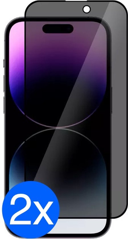 Privacy Screenprotector geschikt voor iPhone 15 - Screenprotector Privacy geschikt voor iPhone 15 - Privacy Glass - Edge to Edge - 2 Stuks