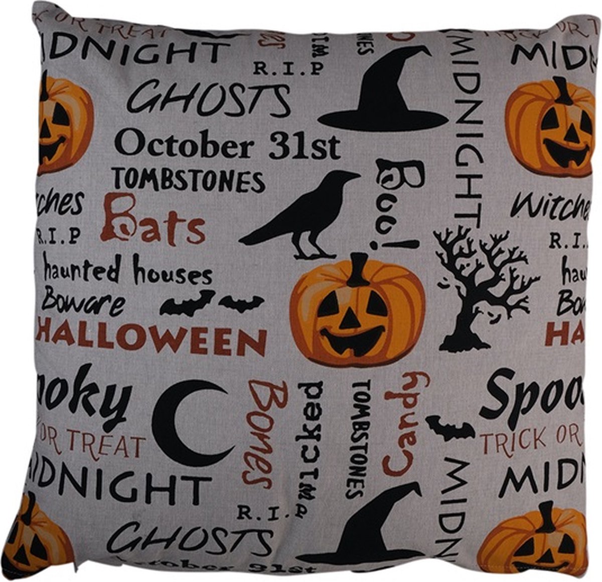 Linen & More Kussen Halloween Kussen | 45 X 45 | Sierkussen Voor Woonkamer Of Slaapkamer Grijs